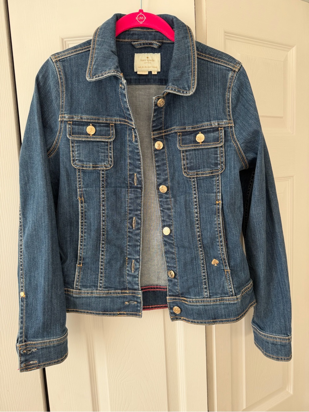 kate spade Dark Blue Denim Jean Jacket with Gold Buttons